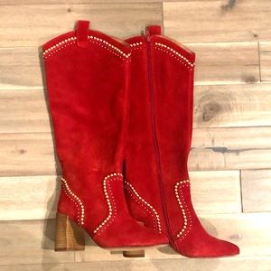 Jeffery Campbell Studded Rust Suede Boots